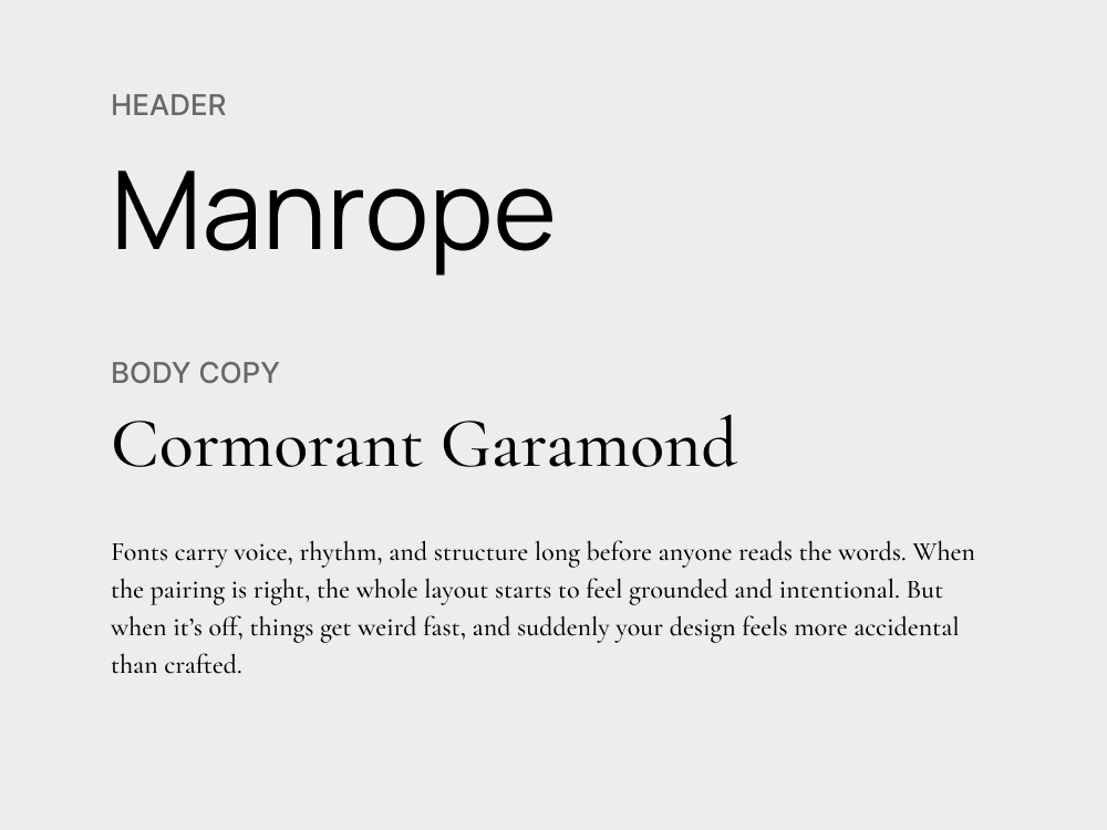 Manrope + Cormorant Garamond