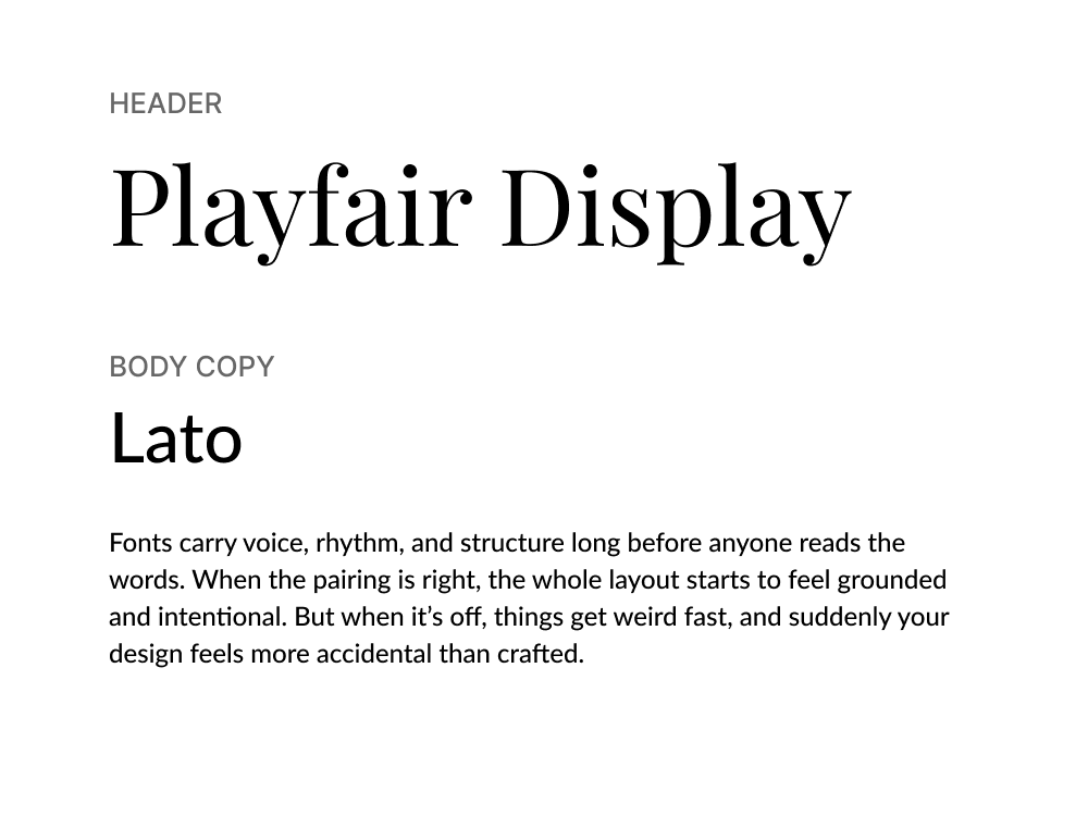 Playfair Display + Lato