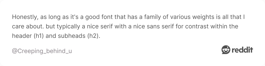 Comment on Reddit about fonts