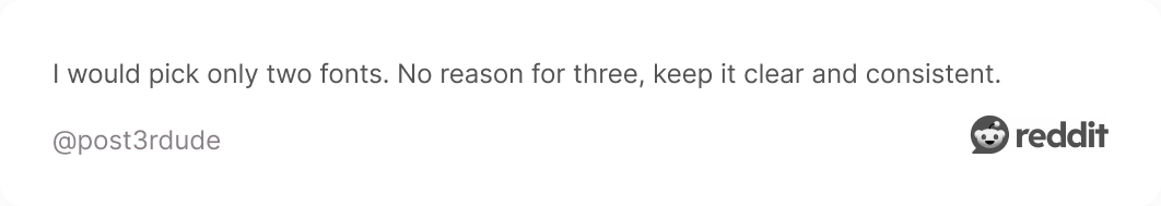 Comment on Reddit about fonts