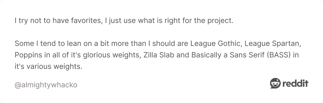 Comment on Reddit about fonts