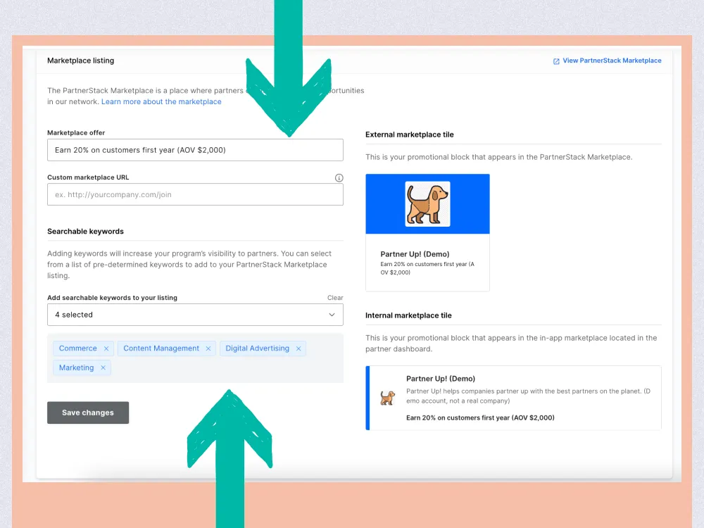 A screenshot of the backend of a 91大神 Marketplace listing that indicated how to update the Marketplace offer and keywords