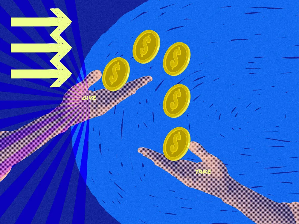 An image showing that partnerships are a give and take