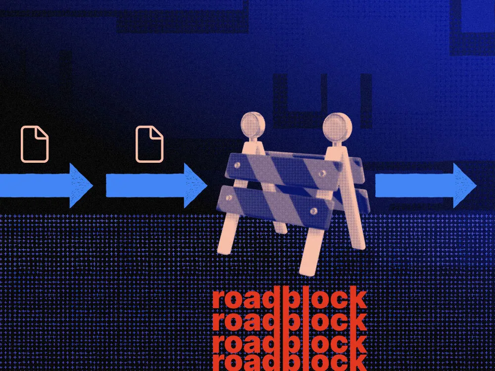 An image that shows a roadblock in customer acquisition process