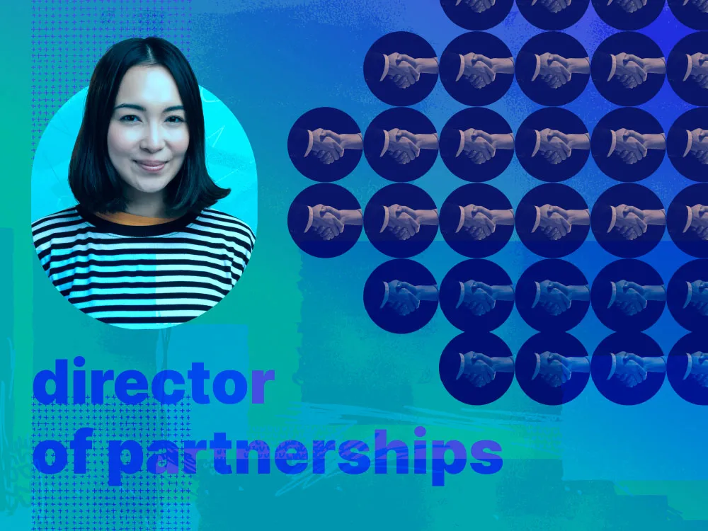 An image showing a professional labelled as director of partnerships