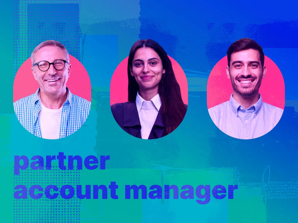 An image showing multiple professionals, labelled partner account manager
