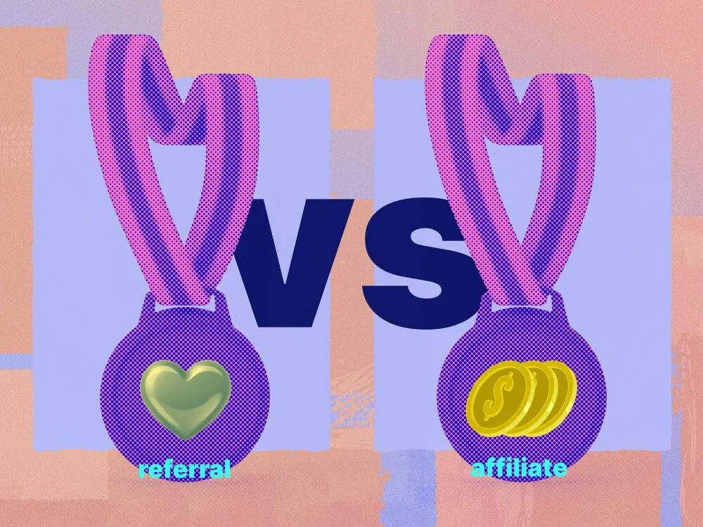 An image depicting the difference between referral partners and affiliate partners
