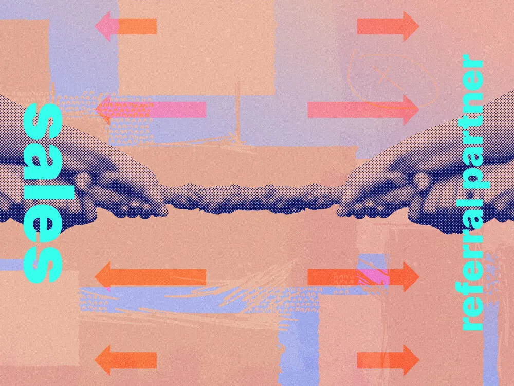 An image showing a tug of war game between sales and referral partners
