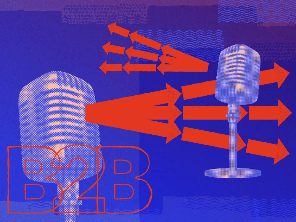 An image depicting someone on a B2B podcast