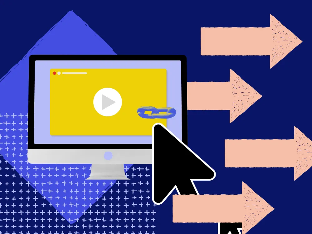 a computer screen with a large cursor and arrows pointing right