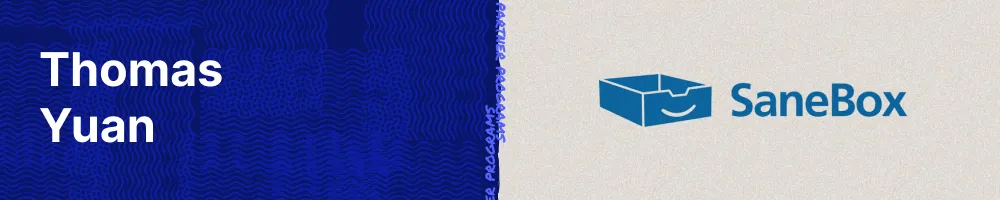 Thomas Yuan and the Sanebox logo