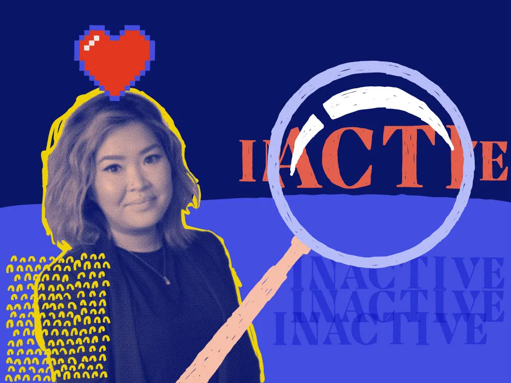 an mai, customer success manager, with a magnifying glass over the word inactive