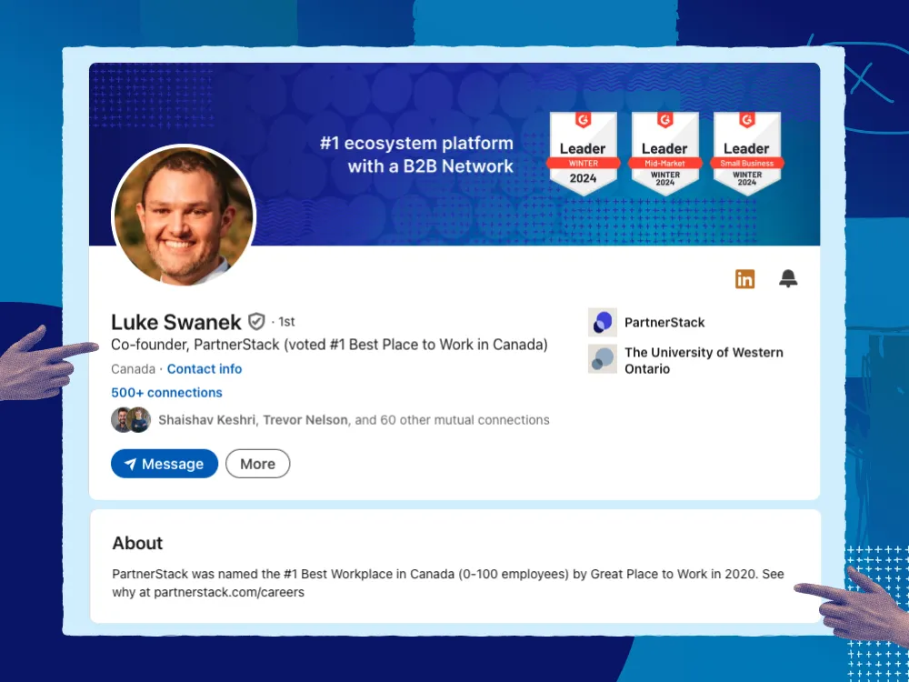 A screenshot of Luke Swanek's LinkedIn profile