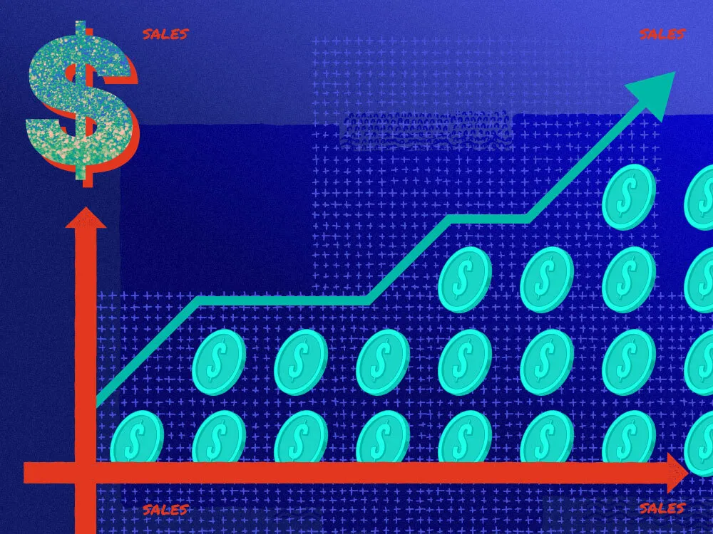 An image with a graph that depicts the sales department at a B2B SaaS company