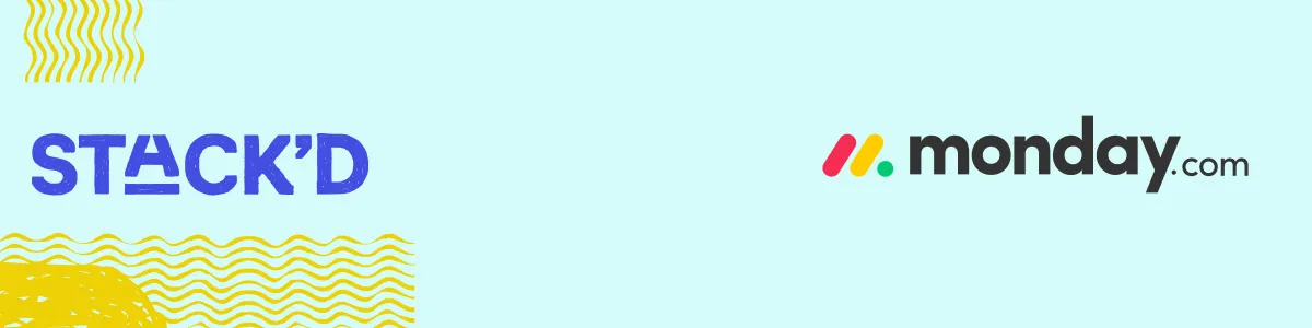 stackd event logo and monday.com company logo