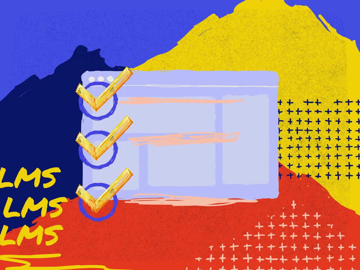 mountain background with a checklist over it and the term lms on the side