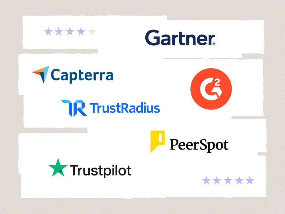 Logos from the various SaaS review sites