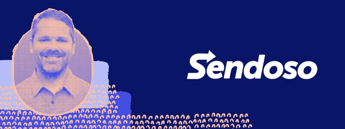 cory snyder of sendoso beside the company logo