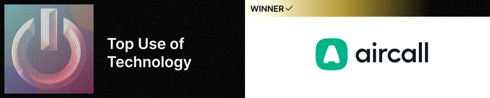 SaaS Partnerships Awards winner for Top Use of Technology, Aircall