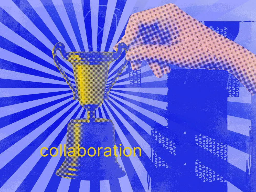 An image that shows an award for cross-team collaboration