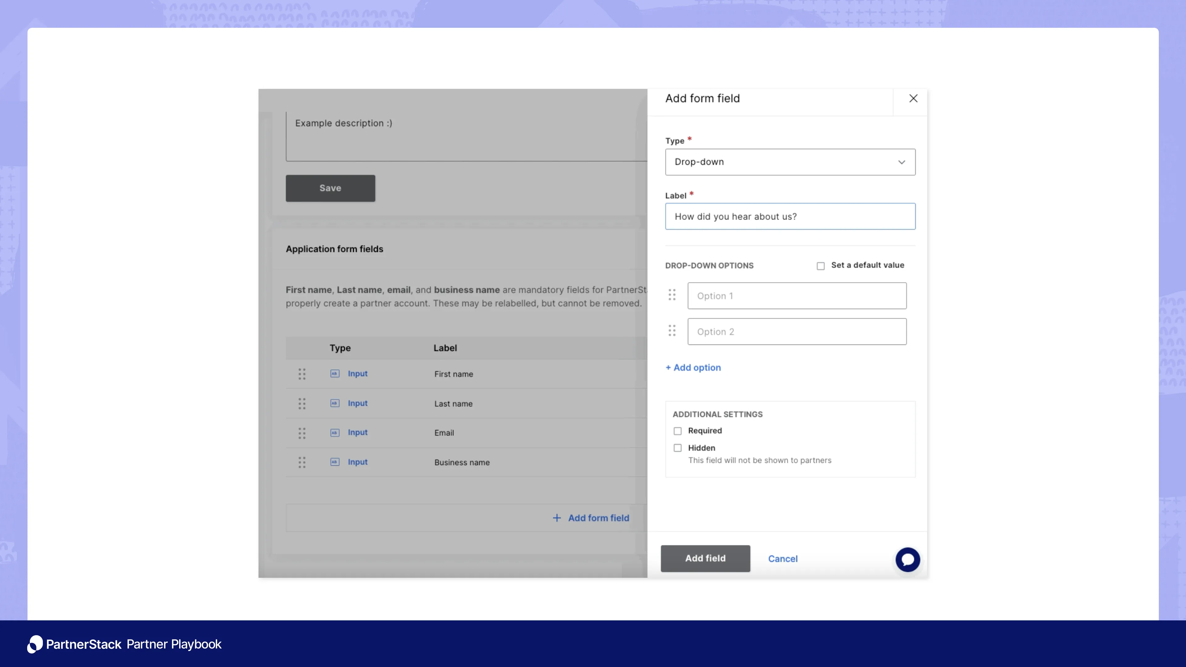 A screenshot of partner application forms