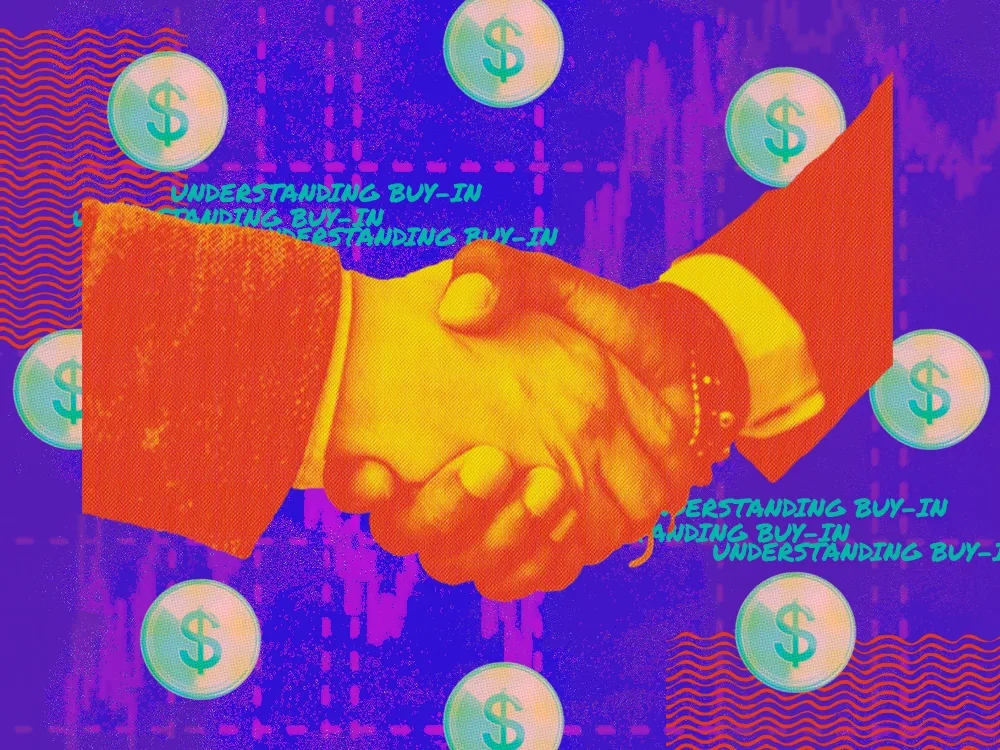 An image of two hands shaking with the caption "Understanding buy-in"