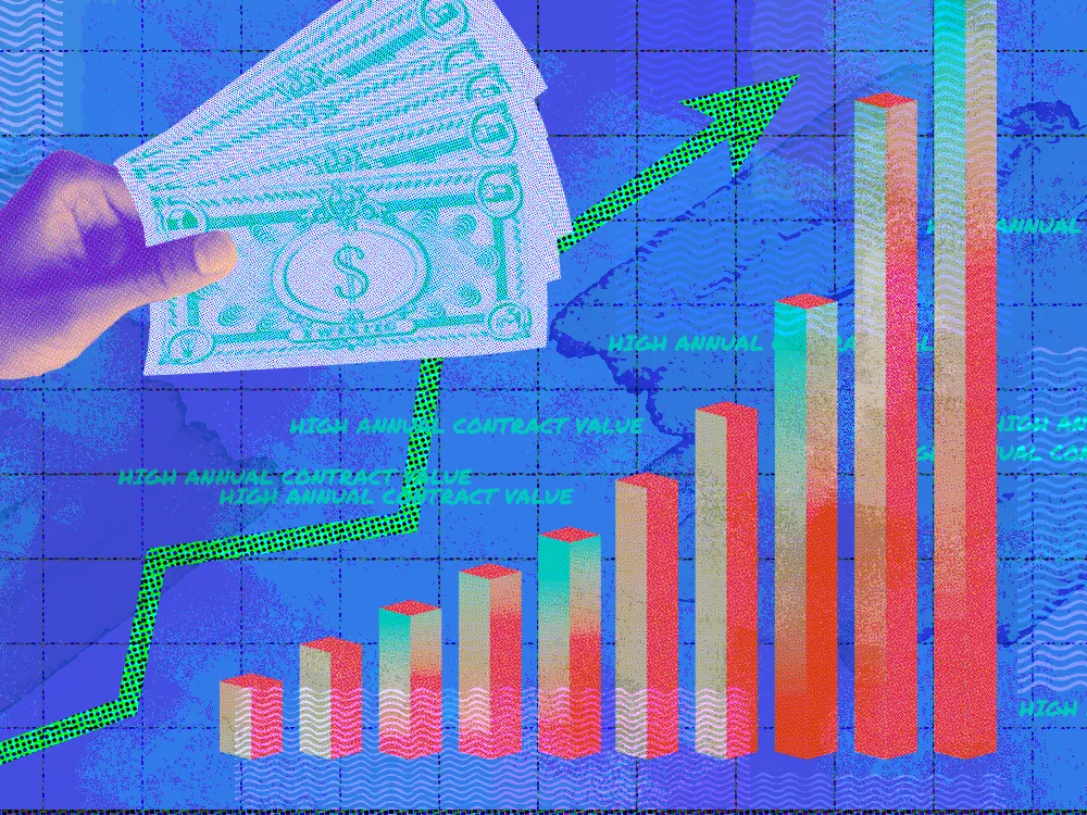 An image showing charts and a hand with money