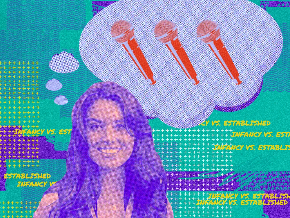 An image of Madison Gautry-Routedge with a microphone