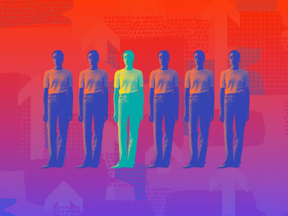 An image showing a row of people with one standing out from the crowd, indicating the right-fit B2B influencer