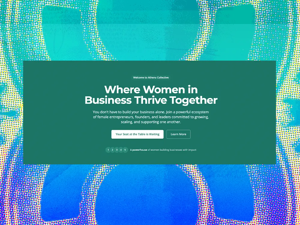 Screenshot of Athena Collective signup box for women entrepreneurs