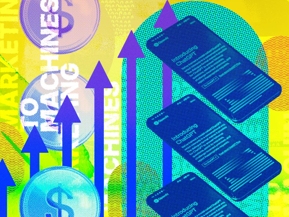 Phones with ChatGPT on the screen representing marketing to answer engines