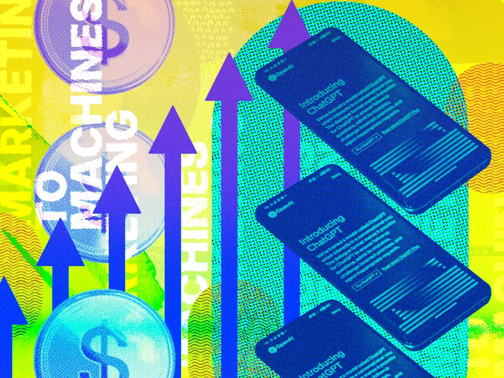 Phones with ChatGPT on the screen representing marketing to answer engines