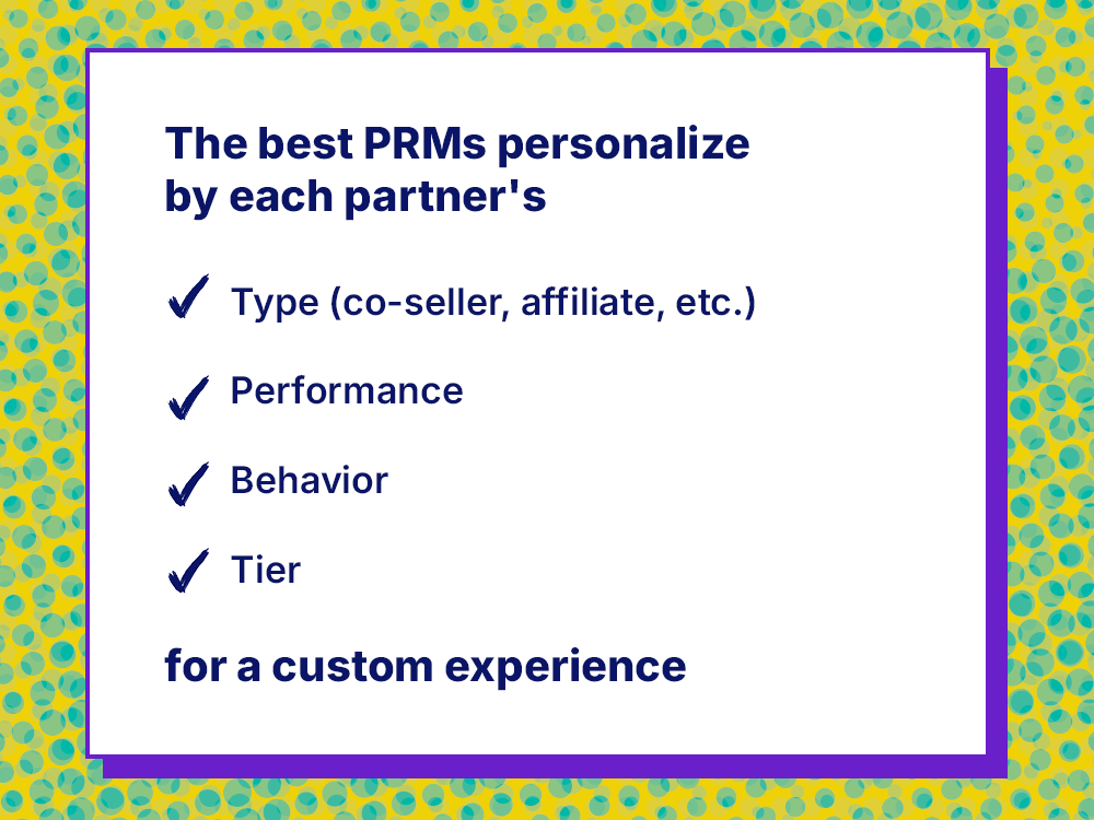 Checklist describing how PRM software can personalize the user experience for each partner