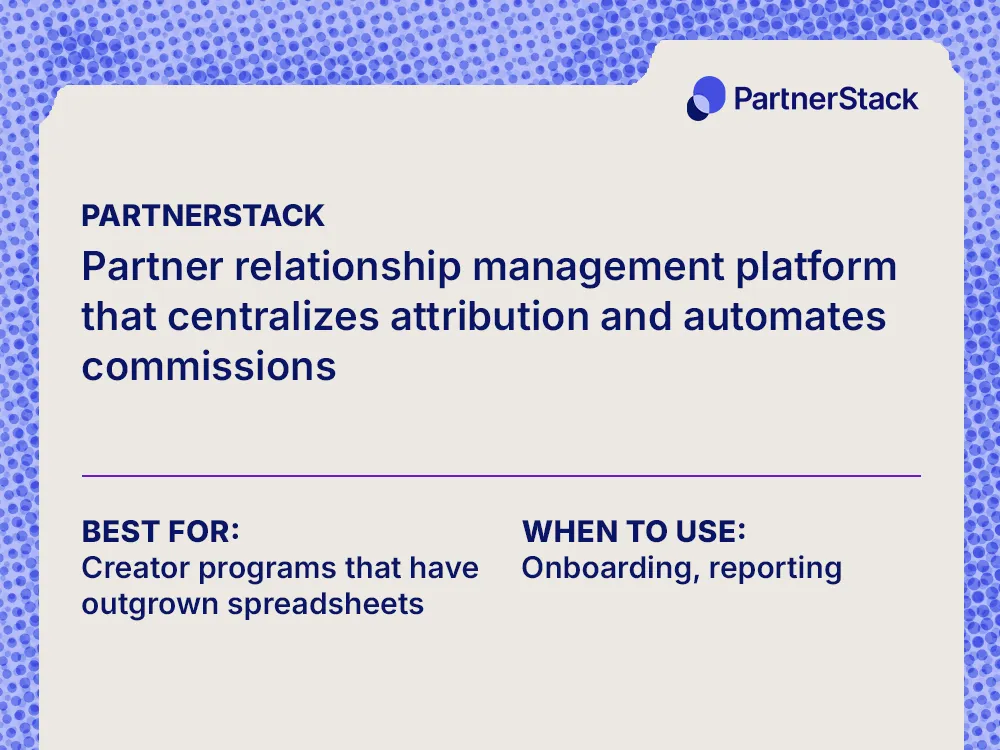 Card describing PartnerStack features for B2B SaaS teams