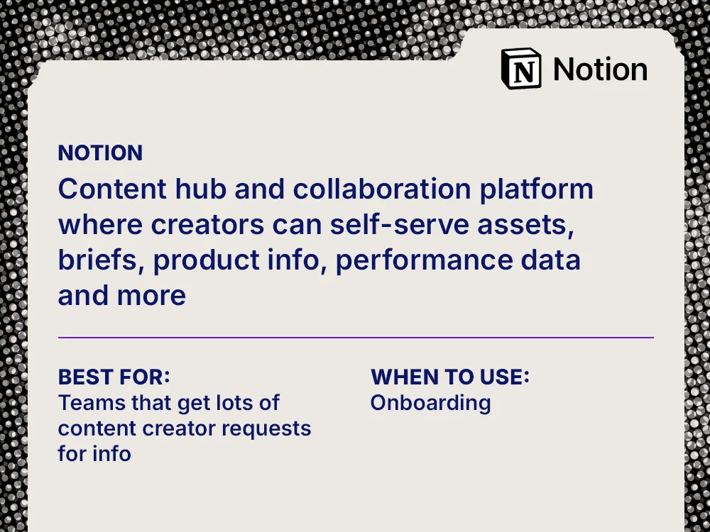 Card describing Notion features for B2B SaaS teams