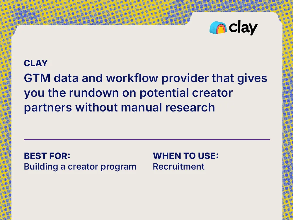 Card describing Clay features for B2B SaaS teams