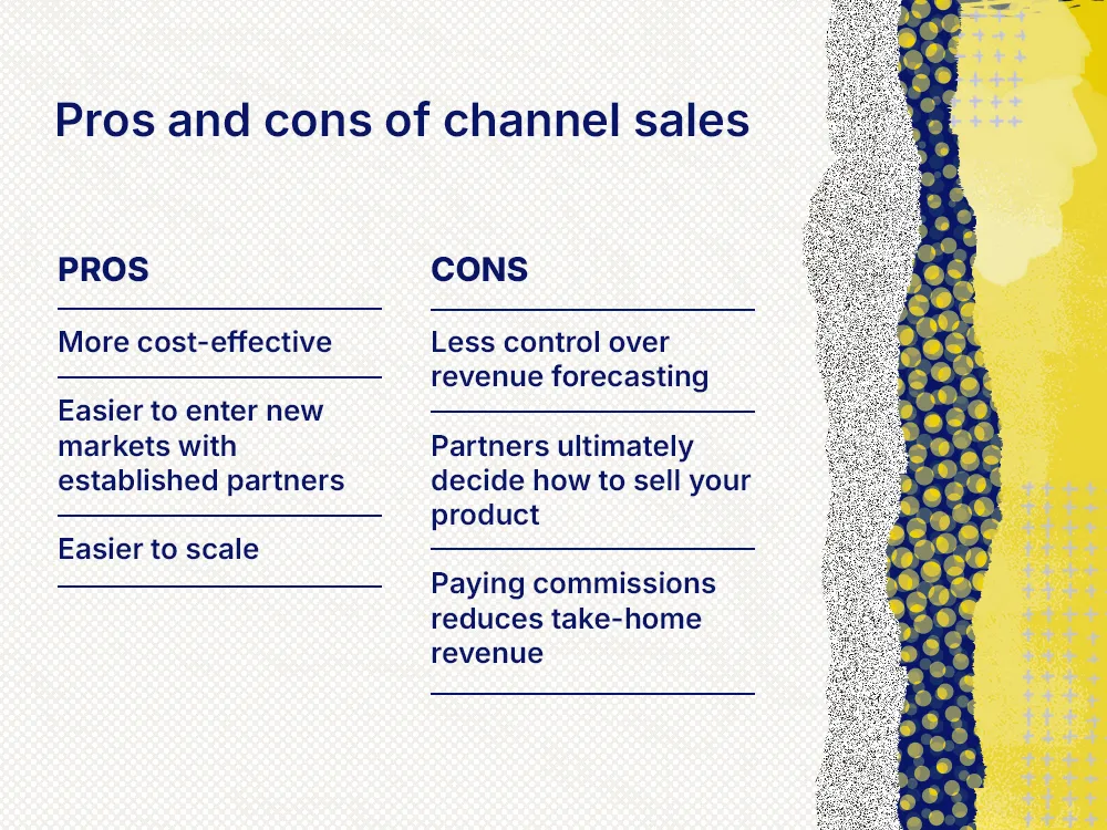 Chart showing pros and cons of channel sales for B2B SaaS