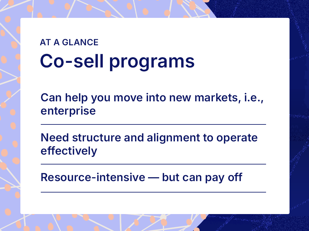 Chart listing three features of co-sell programs