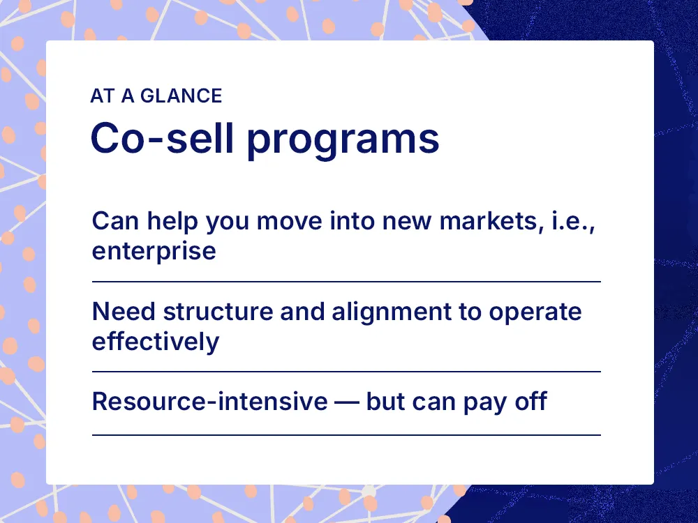 Chart listing three features of co-sell programs