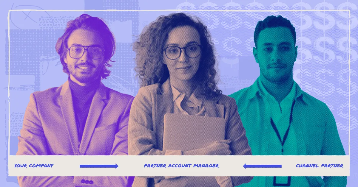 Two men and one woman in business casual clothing, holding folders or wearing employee badges