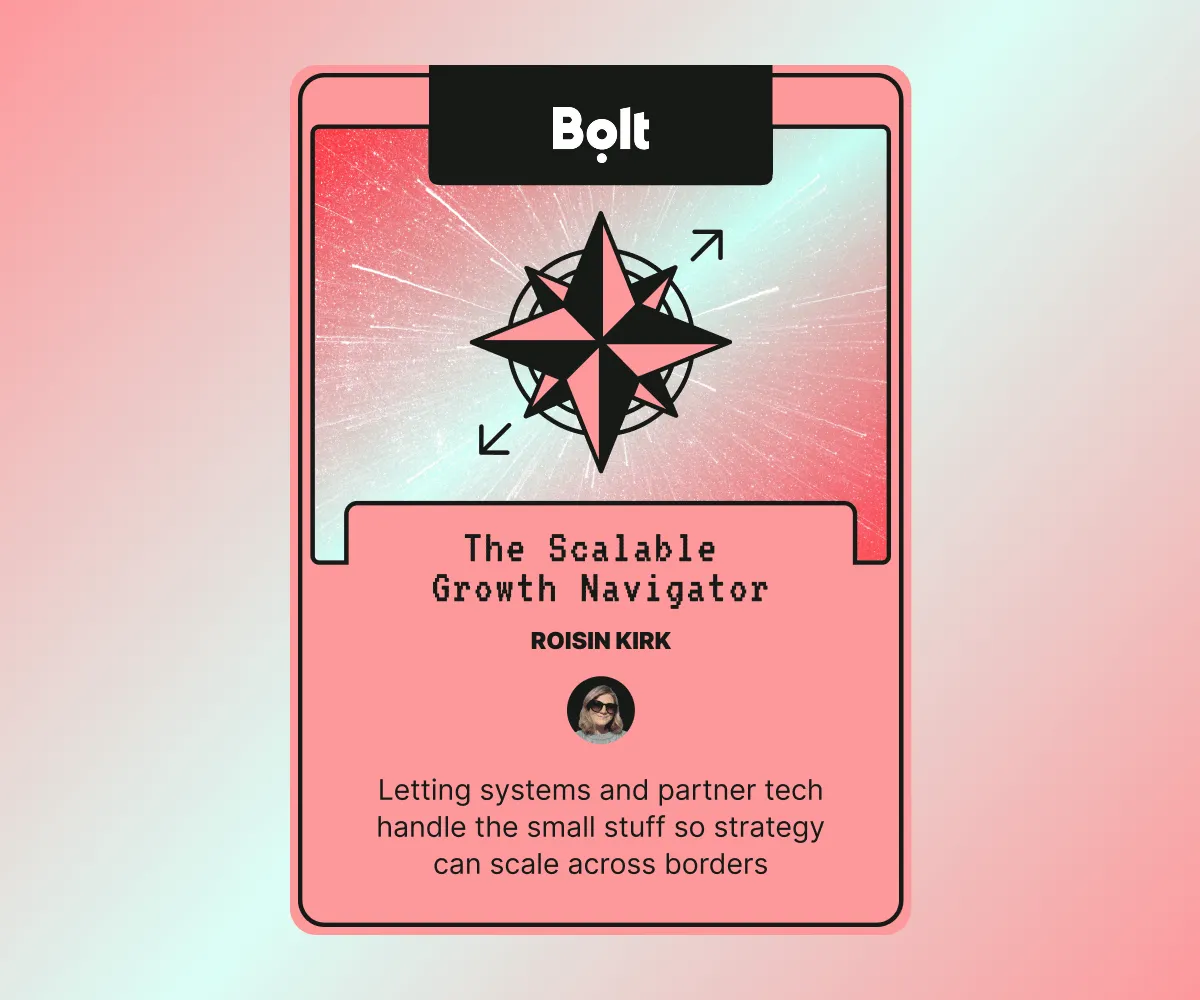 Card depicting Roisin Kirk of Bolt as The Scalable Growth Navigator
