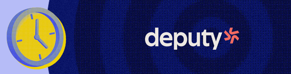 Deputy logo on blue target with clock graphic
