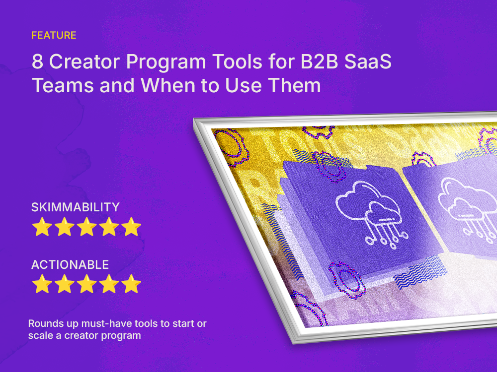 Header image from creator tools story with 5 stars for skimmability and 5 for actionable