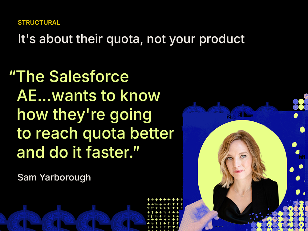 Sam Yarborough headshot with quote on black and blue background