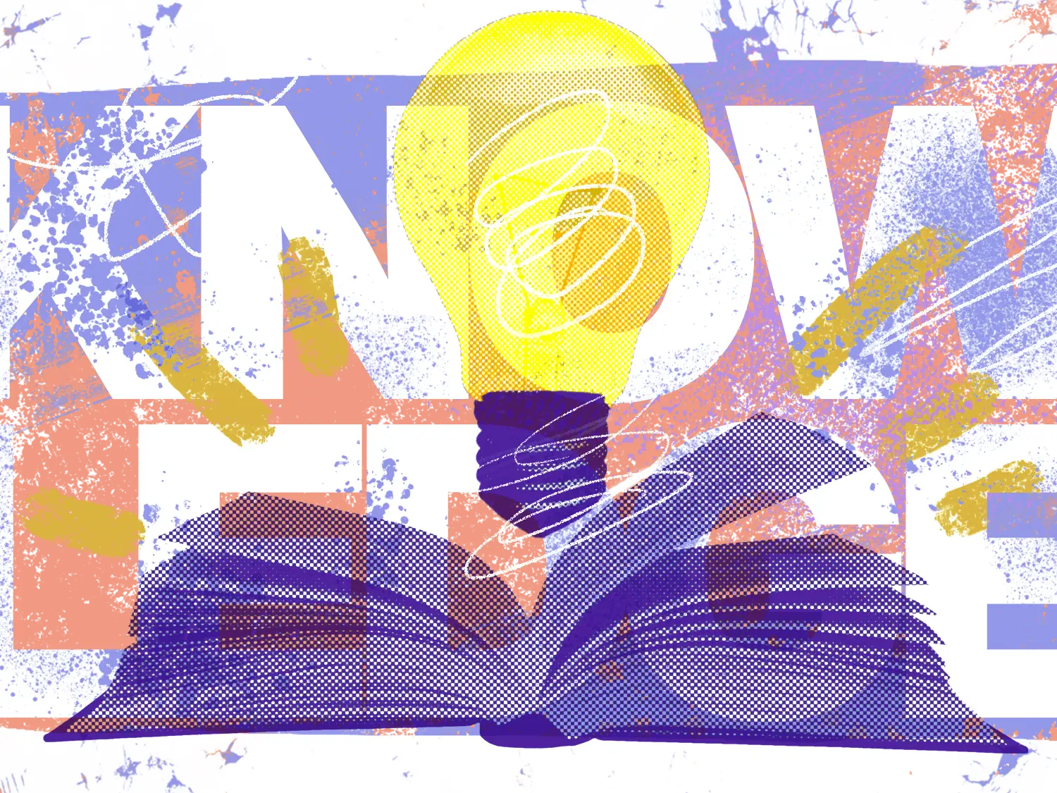 An illustration of the word knowledge with graffiti-style details