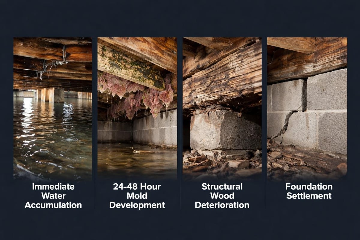 Flooded crawl space damage progression