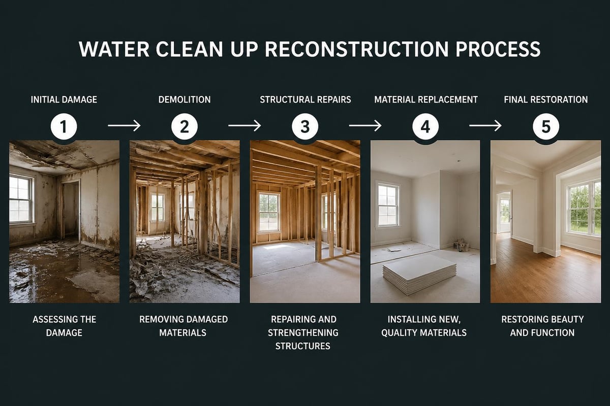 Water damage reconstruction stages
