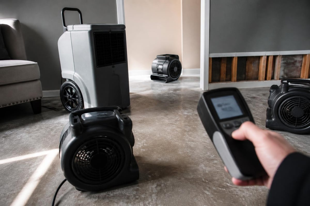 Structural drying equipment setup