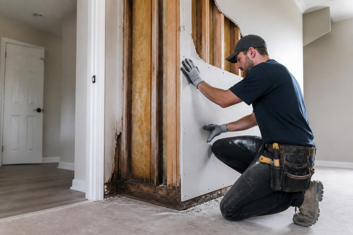 Water damage reconstruction phases