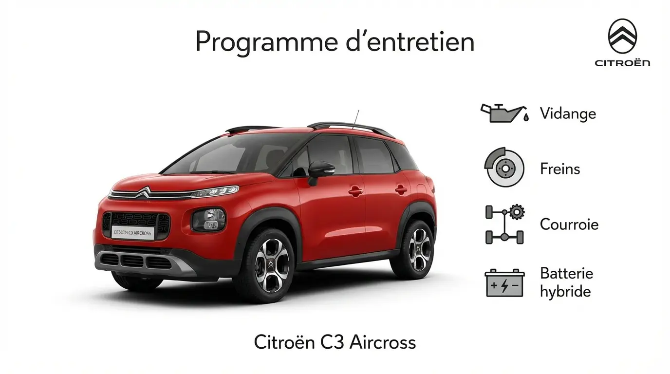 Plan d'entretien Citroen C3 AirCross Essence, Diesel, Hybride, Electrique - Guide complet